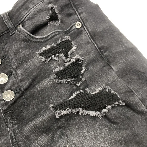 BUTTONFLY AMERICAN EAGLE SUPER HI-RISE SHORTIE JEAN SHORTS 6/28 ⭐️ - Picture 8 of 11